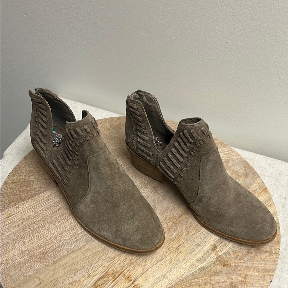 Vince Camuto Tan Ankle Booties with Woven Design